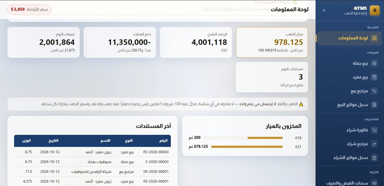 نظام إدارة تجارة الذهب (GTMS) 2